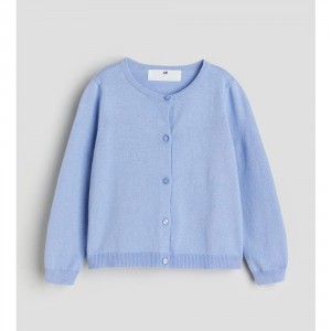 H&M Fine-Knit Cotton Cardigan - Pastel Blue, 8-10yr