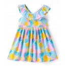Babyhug 100% Cotton Knit Sleeveless Frock with Tropical Print - Multicolour, 18-24m