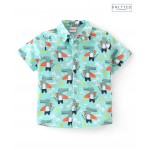 Babyhug 100% Cotton Knit Half Sleeves Regular Shirt Croc with Surf Board Print - Blue, 18-24m