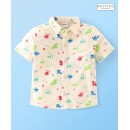 Babyhug 100% Cotton Knit Half Sleeves Regular Shirt with Heavy Vehicles Print - Light Pink, 6-9m