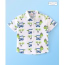 Babyhug 100% Cotton Knit Half Sleeves Regular Shirt with Car Print - White, 6-9m