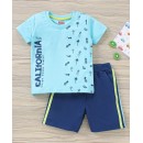 Babyhug Cotton Half Sleeves T-Shirt and Knee Length Short Fruit Print - Blue, 2-3yr