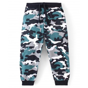 Babyhug Cotton Looper Full Length Lounge Pant Camo Print- Grey Black & Green, 2-3yr