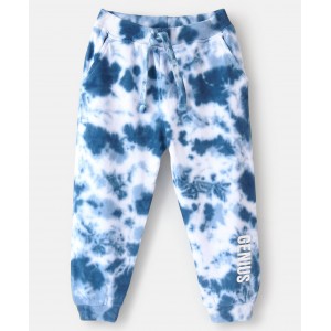 Babyhug Cotton Looper Full Length Lounge Pants Tie Dye Print- Blue & White, 12-18m