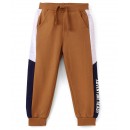 Babyhug Cotton Looper Full Length Lounge Pant Color Block- Rust, 12-18m