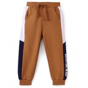 Babyhug Cotton Looper Full Length Lounge Pant Color Block- Rust, 5-6yr