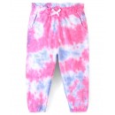 Babyhug Cotton Looper Full Length Lounge Pant Tie Dye Print- Pink, 18-24m