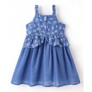 Babyhug Cotton Woven Fit & Flare Sleeveless Frock Floral Print- Blue, 2-3yr