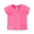 Babyhug 100% Cotton Half Sleeves Polka Dots Printed Tee - Pink, Newborn