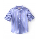 Babyhug 100% Cotton Woven Full Sleeves Striped Shirt - Blue, 12-18m