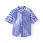 Babyhug 100% Cotton Woven Full Sleeves Striped Shirt - Blue, 18-24m