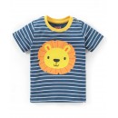 Babyhug Cotton Knit Half Sleeves T-Shirt Tiger Print - Navy Blue, 12-18m