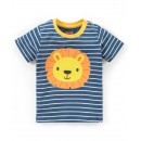 Babyhug Cotton Knit Half Sleeves T-Shirt Tiger Print - Navy Blue, 2-3yr
