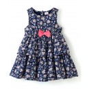 Babyhug Rayon Sleeveless Floral Printed Frock - Navy Blue, 2-3yr