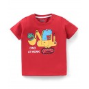 Babyhug Cotton Half Sleeves T-Shirt Dino Print- Red, Preemie