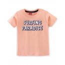 Babyhug Cotton Half Sleeves T-Shirt with Surfing Print - Peach, Newborn