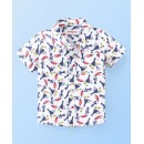 Babyhug 100% Cotton Woven Half Sleeves Bird Print Shirt - White, 9-12m