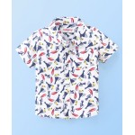 Babyhug 100% Cotton Woven Half Sleeves Bird Print Shirt - White, 12-18m