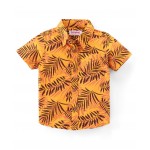 Babyhug 100% Cotton Woven Half Sleeves Leaf Print Shirt - Yellow, 12-18m