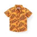 Babyhug 100% Cotton Woven Half Sleeves Leaf Print Shirt - Yellow, 3-4yr