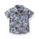 Babyhug 100% Cotton Woven Half Sleeves Regular Shirt Tropical Print - Grey, 9-12m