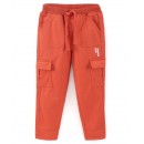 Babyhug Cotton Spandex Full Length Stretchable Trouser Adventure Ready Print - Red, 5-6yr