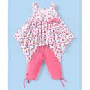 Babyhug 100% Cotton Sleeveless Top & Capri Set Shells Print - White & Pink, 2-3yr