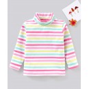 Babyhug Full Sleeves Cotton Lycra Skivi Top With Stripes - Pink, 6-9m