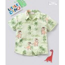 Babyhug cotton Half sleeves Knit boys shirt Dino Print - Green, 9-12m