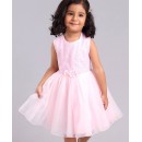 Babyhug Sleeveless Party Frock with Sequins & Corsage - Light Pink, 6-9m