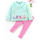 Babyhug Full Sleeves Top & Legging Animal Print - Blue Pink, 18-24m