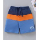 Babyhug Knit Knee Length Shorts Color Block - Navy Orange Blue, 2-3yr