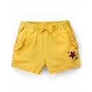 Babyhug Cotton Knit Mid Thigh Length Shorts With Starfish Glitter Print - Yellow, 2-3yr