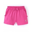 Babyhug Mid Thigh Length Cotton Knit Shorts with Floral Print - Pink, 12-18m