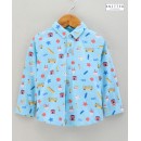 Babyhug Cotton Knit Full Sleeve Star Print Shirt - Blue, 12-18m