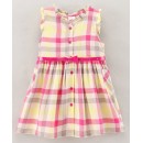 Babyhug 100% Cotton Sleeveless Checked Frock - Pink, 9-12m