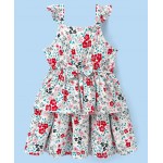 Babyhug 100% Viscose Sleeveless Floral Print Frock - White, 18-24m