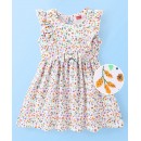 Babyhug 100% Cotton Sleeveless Frock With Floral Print - White & Yellow, 2-3yr