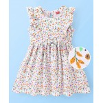 Babyhug 100% Cotton Sleeveless Frock With Floral Print - White & Yellow, 4-5yr