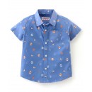Babyhug 100% Cotton Half Sleeves Bird Print Shirt - Blue, 9-12m