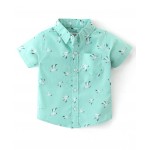 Babyhug 100% Cotton Half Sleeves One Pocket Shirt Bird Print- Blue, 18-24m