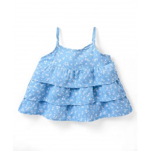 Babyhug 100% Rayon Sleeveless Top Floral Printed - Blue, 18-24m