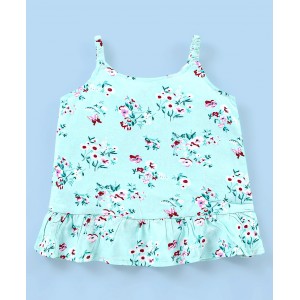 Babyhug Rayon Woven Sleeveless Top with Frill Detailing Floral Print - Green, 3-4yr