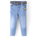 Babyhug Cotton Full Length Washed Denim Stretch Jeans- Blue, 4-5yr