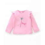 Babyhug Cotton Full Sleeves T-Shirt With Graphic Text Printed- Pink, 12-18m