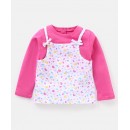 Babyhug Full Sleeves Tee with Printed Tank Tee - Pink, 6-9m