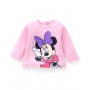 Babyhug Cotton Full Sleeves T-Shirt Minnie Printed - Light Pink, 6-9m