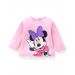 Babyhug Cotton Full Sleeves T-Shirt Minnie Printed - Light Pink, 9-12m