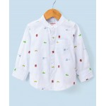 Babyhug 100% Cotton Woven Full Sleeves Shirt Helicopter Print - Blue, 9-12m