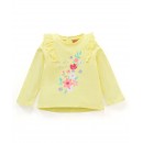 Babyhug Full Sleeves Top with Floral Graphics & Frill Detailing - Yellow, 6-9m